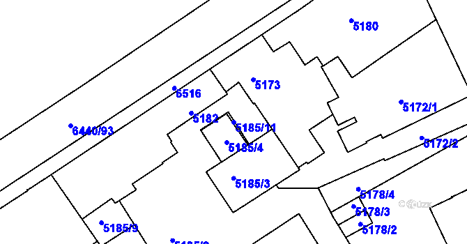Parcela st. 5185/11 v KÚ Kladno, Katastrální mapa