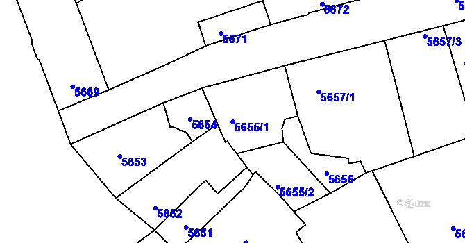 Parcela st. 5655/1 v KÚ Kladno, Katastrální mapa