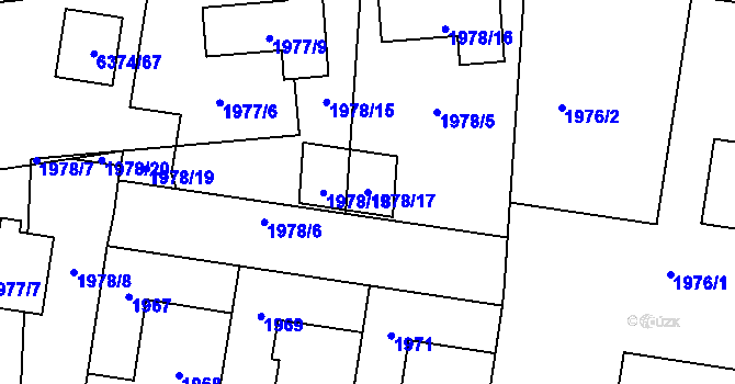 Parcela st. 1978/17 v KÚ Kladno, Katastrální mapa