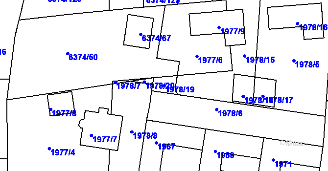 Parcela st. 1978/19 v KÚ Kladno, Katastrální mapa