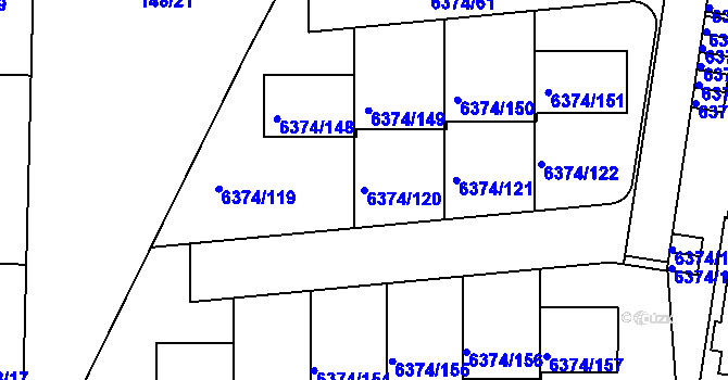 Parcela st. 6374/120 v KÚ Kladno, Katastrální mapa