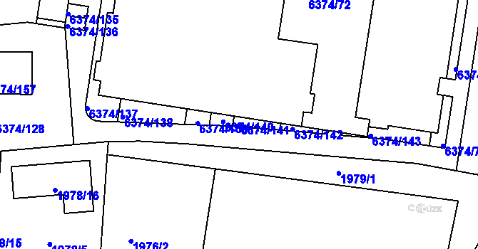 Parcela st. 6374/141 v KÚ Kladno, Katastrální mapa