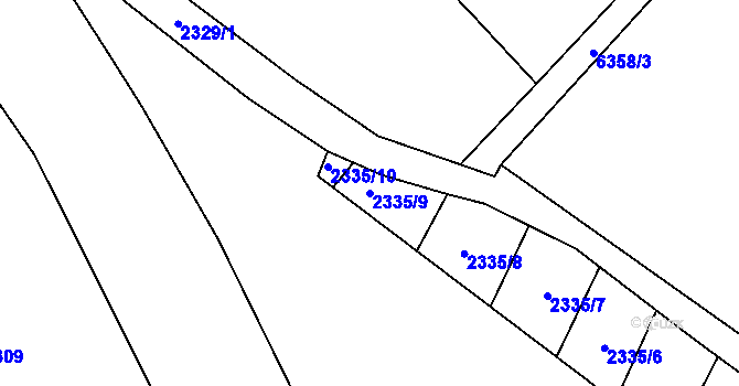 Parcela st. 2335/9 v KÚ Kladno, Katastrální mapa