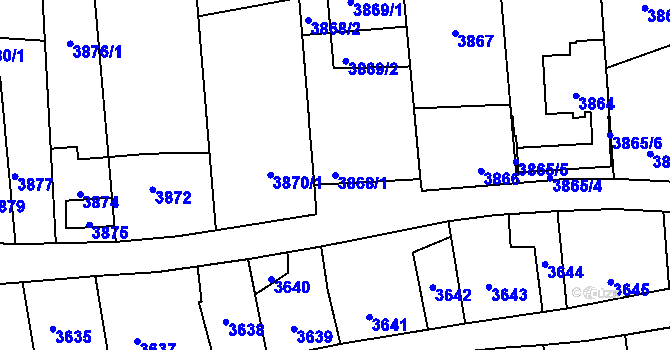 Parcela st. 3868/1 v KÚ Kladno, Katastrální mapa