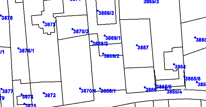 Parcela st. 3869/2 v KÚ Kladno, Katastrální mapa