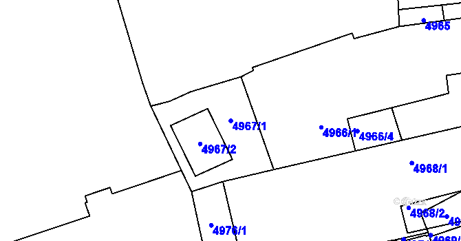 Parcela st. 4967/1 v KÚ Kladno, Katastrální mapa