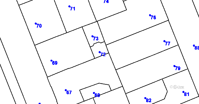 Parcela st. 72 v KÚ Kladno, Katastrální mapa