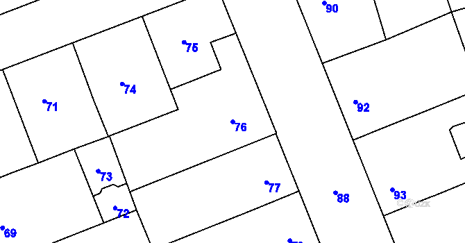 Parcela st. 76 v KÚ Kladno, Katastrální mapa