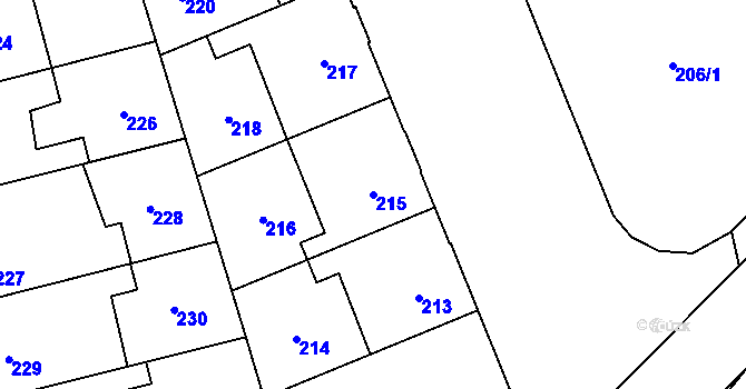 Parcela st. 215 v KÚ Kladno, Katastrální mapa