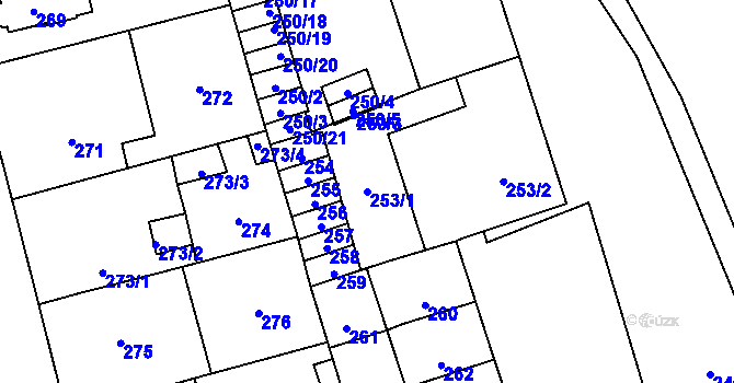 Parcela st. 253/1 v KÚ Kladno, Katastrální mapa