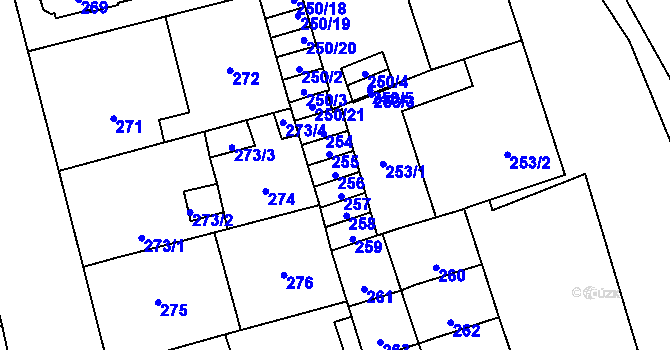 Parcela st. 256 v KÚ Kladno, Katastrální mapa