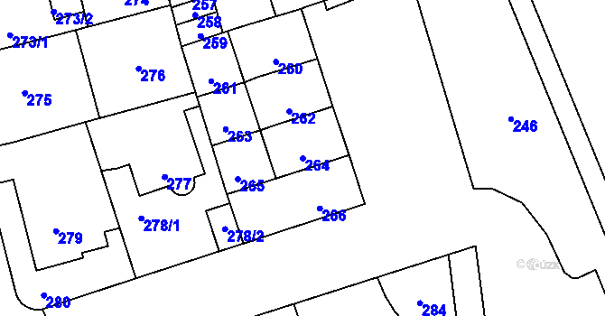 Parcela st. 264 v KÚ Kladno, Katastrální mapa