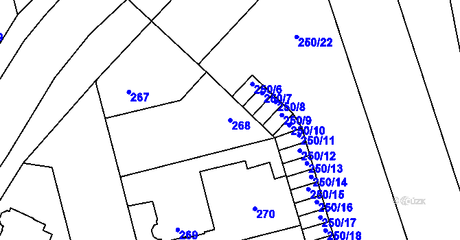 Parcela st. 268 v KÚ Kladno, Katastrální mapa