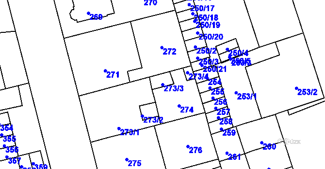 Parcela st. 273/3 v KÚ Kladno, Katastrální mapa