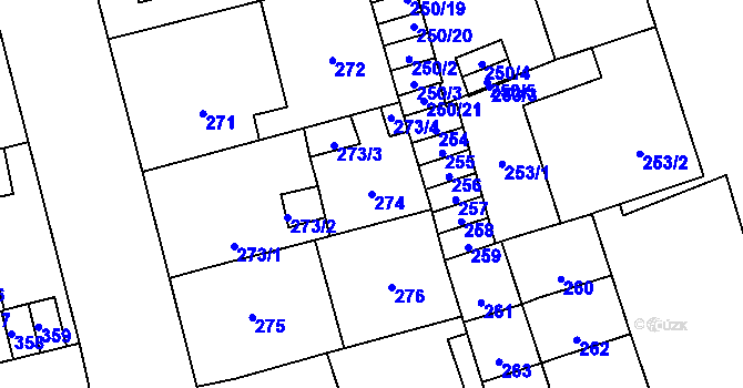 Parcela st. 274 v KÚ Kladno, Katastrální mapa
