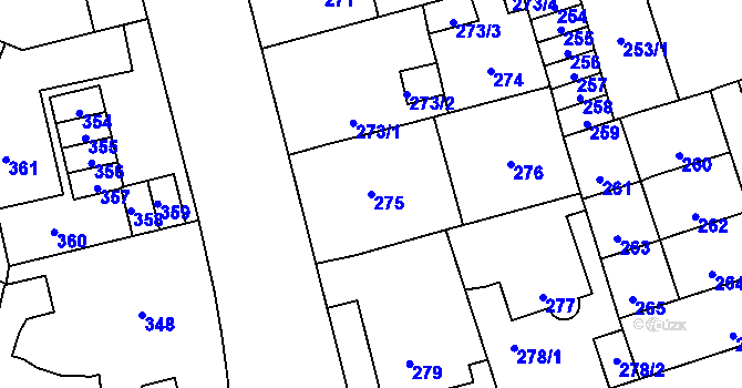 Parcela st. 275 v KÚ Kladno, Katastrální mapa
