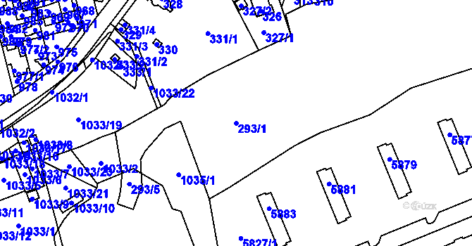 Parcela st. 293/1 v KÚ Kladno, Katastrální mapa