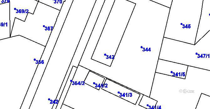 Parcela st. 342 v KÚ Kladno, Katastrální mapa
