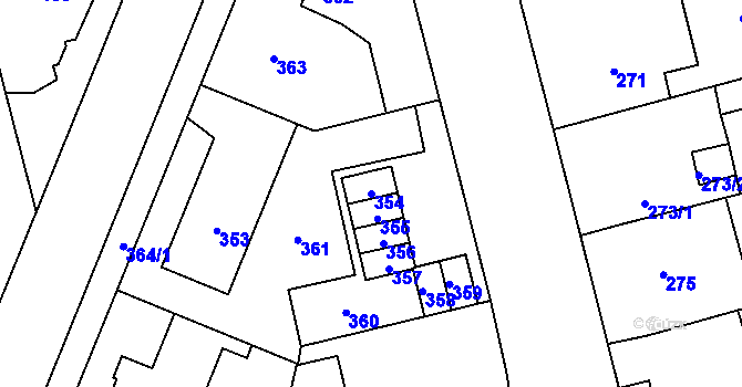 Parcela st. 354 v KÚ Kladno, Katastrální mapa