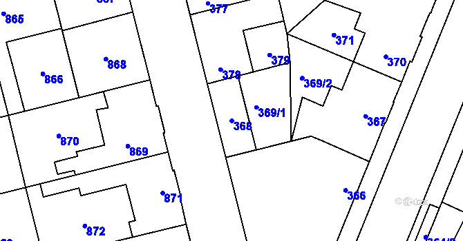 Parcela st. 368 v KÚ Kladno, Katastrální mapa