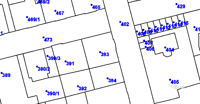 Parcela st. 393 v KÚ Kladno, Katastrální mapa