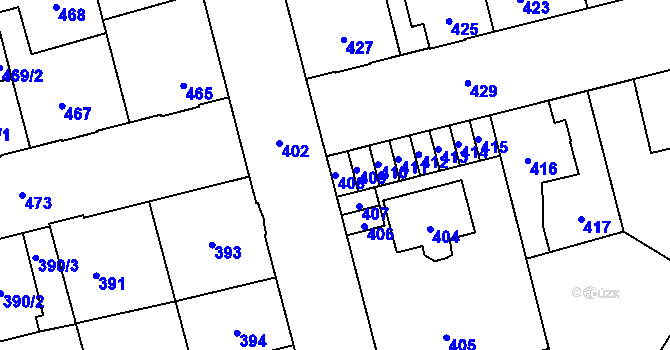 Parcela st. 408 v KÚ Kladno, Katastrální mapa
