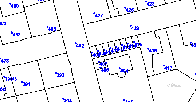 Parcela st. 409 v KÚ Kladno, Katastrální mapa