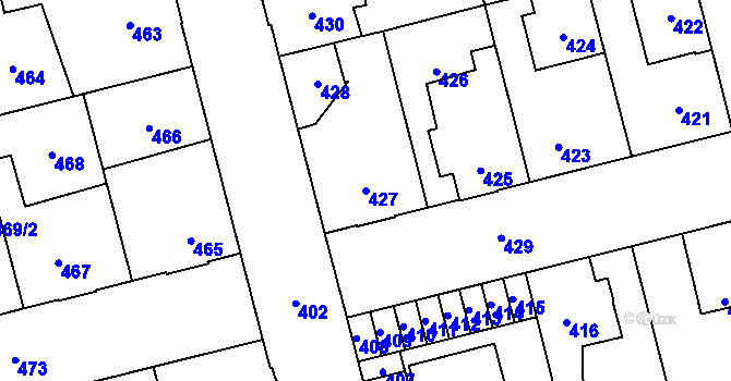 Parcela st. 427 v KÚ Kladno, Katastrální mapa