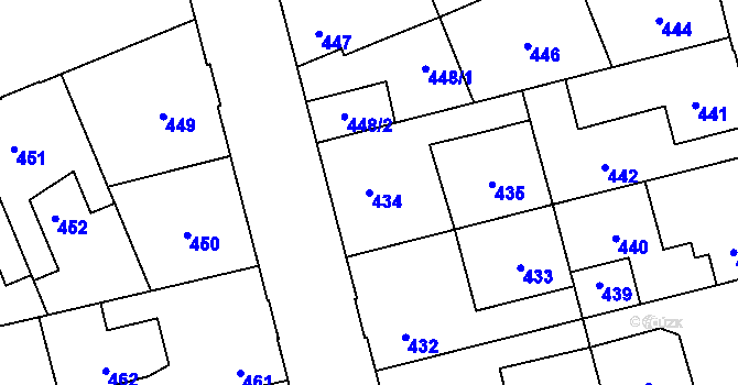 Parcela st. 434 v KÚ Kladno, Katastrální mapa