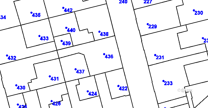 Parcela st. 436 v KÚ Kladno, Katastrální mapa