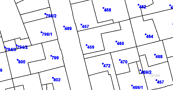 Parcela st. 459 v KÚ Kladno, Katastrální mapa