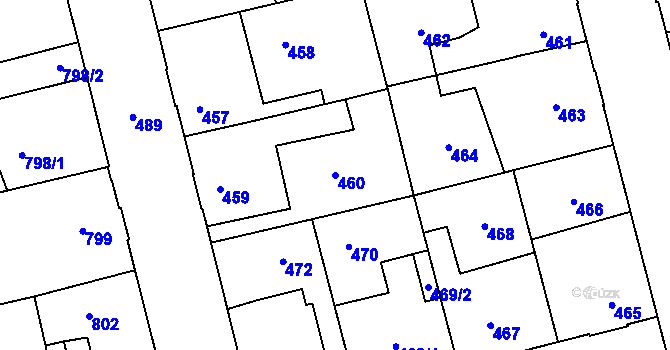 Parcela st. 460 v KÚ Kladno, Katastrální mapa