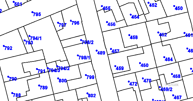 Parcela st. 489 v KÚ Kladno, Katastrální mapa