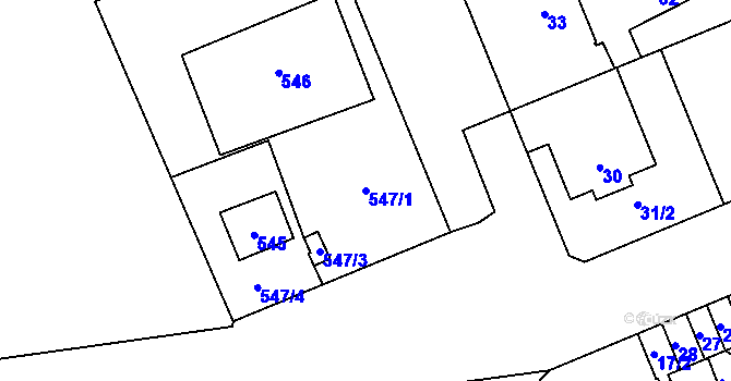 Parcela st. 547/1 v KÚ Kladno, Katastrální mapa