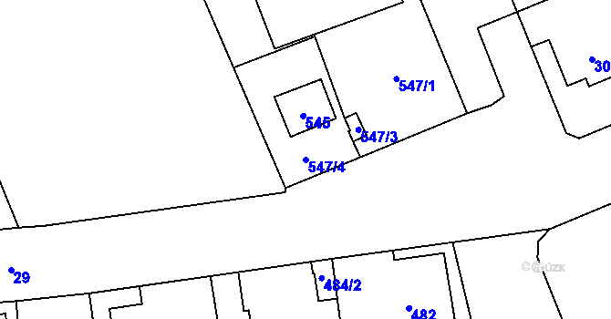 Parcela st. 547/4 v KÚ Kladno, Katastrální mapa