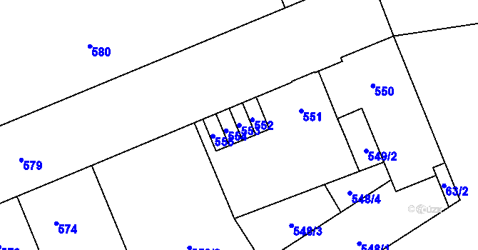 Parcela st. 553 v KÚ Kladno, Katastrální mapa
