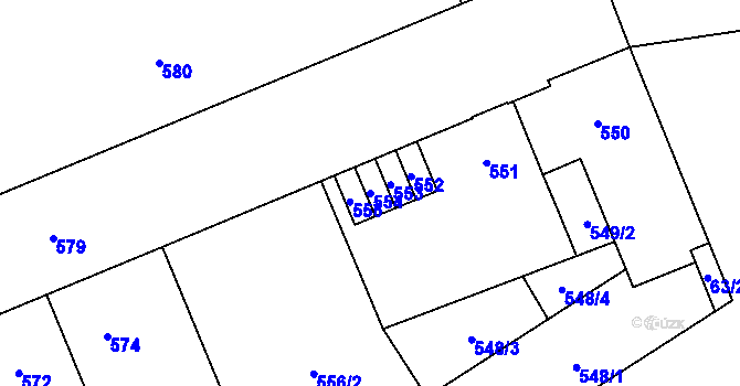 Parcela st. 554 v KÚ Kladno, Katastrální mapa