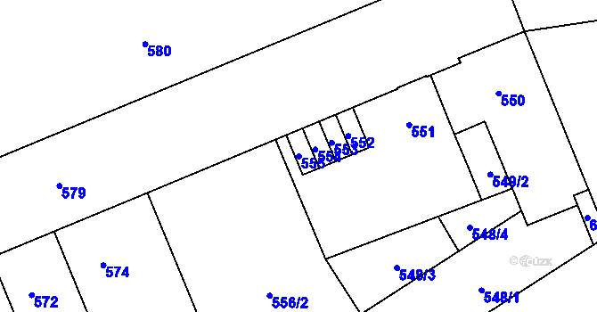 Parcela st. 555 v KÚ Kladno, Katastrální mapa