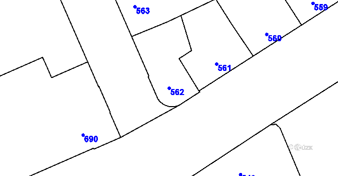 Parcela st. 562 v KÚ Kladno, Katastrální mapa