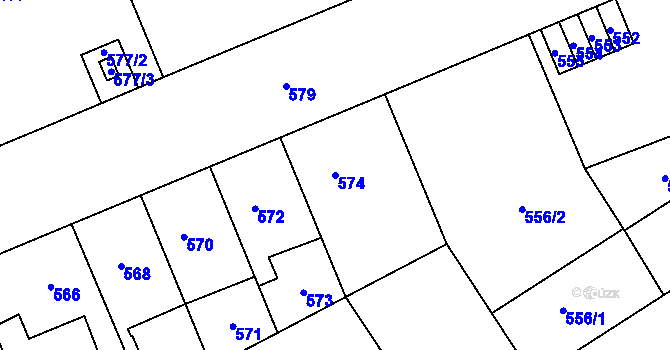 Parcela st. 574 v KÚ Kladno, Katastrální mapa