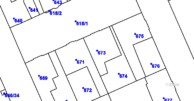 Parcela st. 673 v KÚ Kladno, Katastrální mapa
