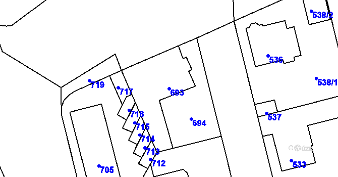 Parcela st. 693 v KÚ Kladno, Katastrální mapa