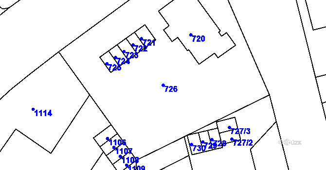 Parcela st. 726 v KÚ Kladno, Katastrální mapa