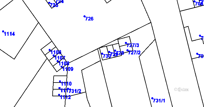 Parcela st. 730 v KÚ Kladno, Katastrální mapa