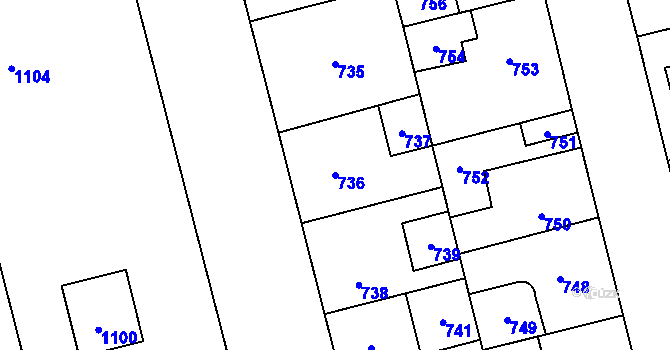 Parcela st. 736 v KÚ Kladno, Katastrální mapa