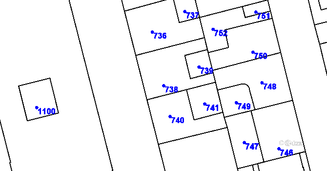 Parcela st. 738 v KÚ Kladno, Katastrální mapa