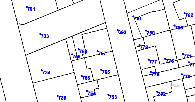 Parcela st. 757 v KÚ Kladno, Katastrální mapa