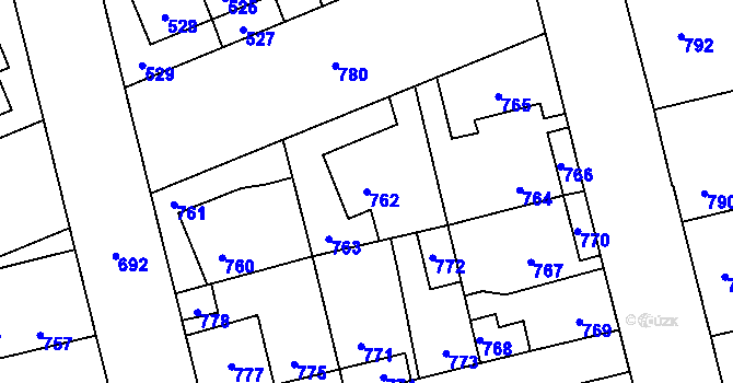 Parcela st. 762 v KÚ Kladno, Katastrální mapa