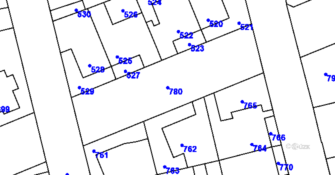Parcela st. 780 v KÚ Kladno, Katastrální mapa
