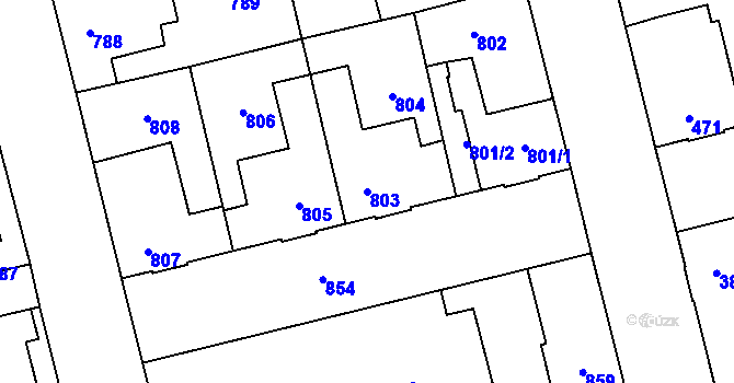 Parcela st. 803 v KÚ Kladno, Katastrální mapa